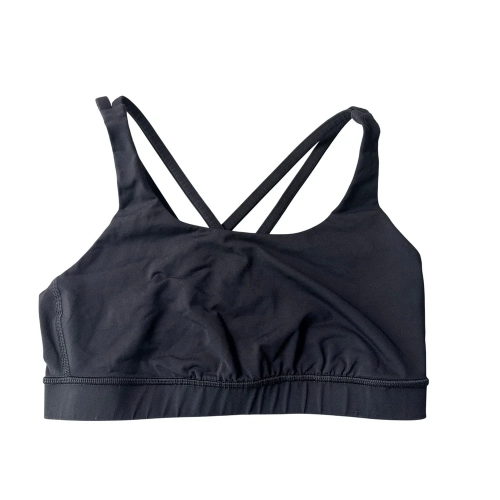 Lululemon Energy Bra Size 8 Black Strappy Back Yoga Sports Bra LW2326S
